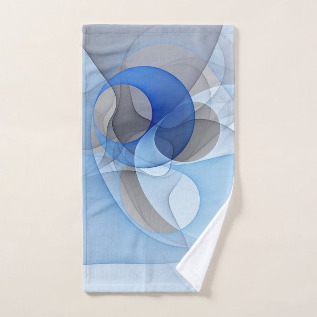 Moderne abstrakte blaue graue fraktale Kunstgrafik Handtuch (Handtuch)
