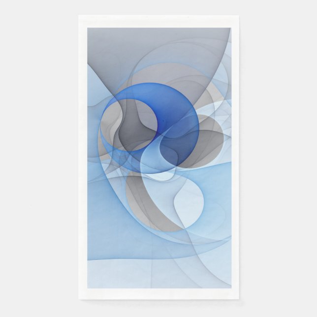 Moderne abstrakte blaue graue fraktale Kunstgrafik Serviette (Vorderseite)