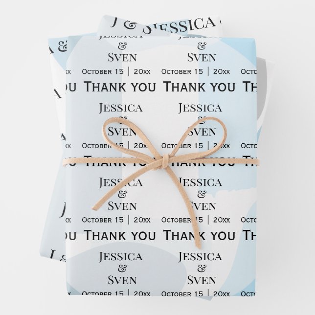 Moderne Abstrakte blaue Minimalistische Kunsthochz Geschenkpapier Set (Beispiel)