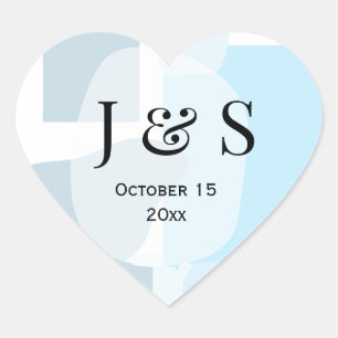 Moderne Abstrakte blaue Minimalistische Kunsthochz Herz-Aufkleber