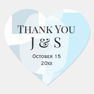 Moderne Abstrakte blaue Minimalistische Kunsthochz Herz-Aufkleber