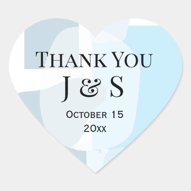 Moderne Abstrakte blaue Minimalistische Kunsthochz Herz-Aufkleber (Vorderseite)