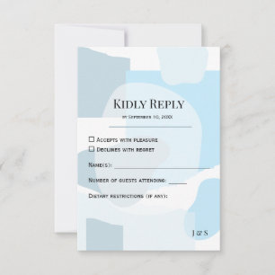 Moderne Abstrakte blaue Minimalistische Kunsthochz RSVP Karte