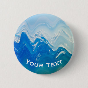 Moderne Abstrakte Blaue Ozeane Kunst Personalisier Button