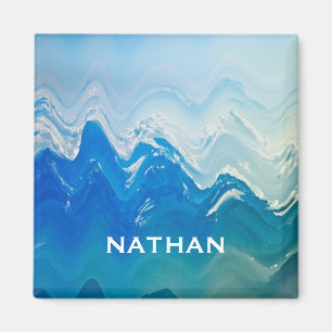 Moderne Abstrakte Blaue Ozeane Kunst Personalisier Magnet