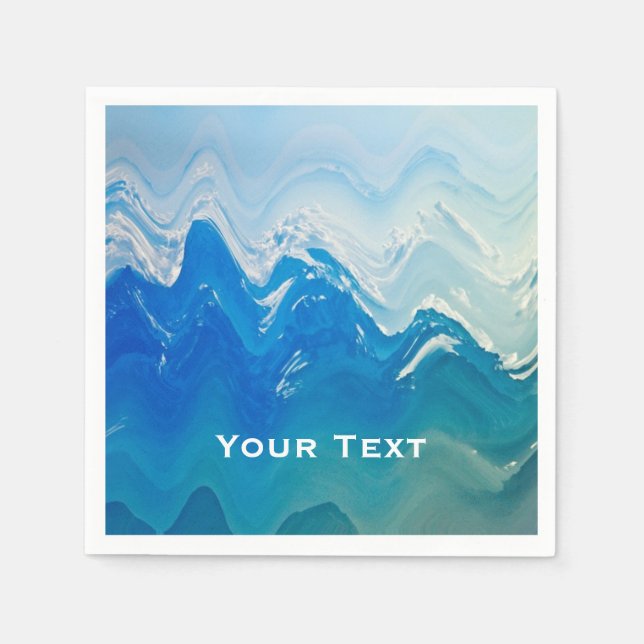 Moderne Abstrakte Blaue Ozeane Kunst Personalisier Serviette (Vorderseite)