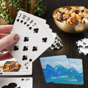 Moderne Abstrakte Blaue Ozeane Kunst Personalisier Spielkarten