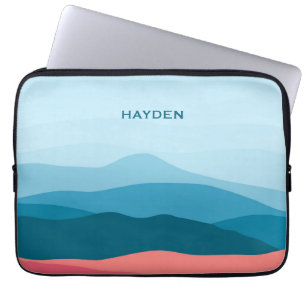 Moderne Abstrakte Blaue Rosa Berge Personalisiert Laptopschutzhülle