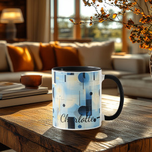 Moderne Abstrakte blaue Tasse - Personalisiert geo