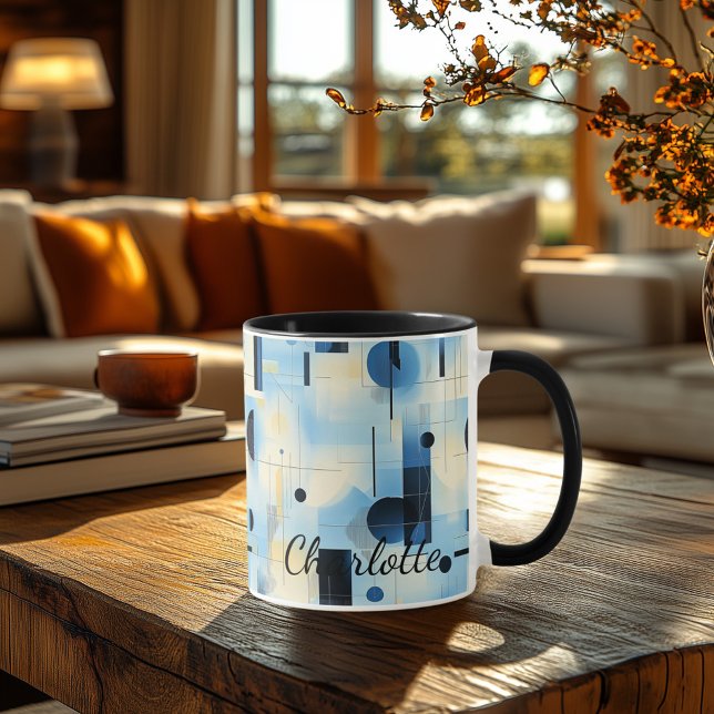 Moderne Abstrakte blaue Tasse - Personalisiert geo (Von Creator hochgeladen)