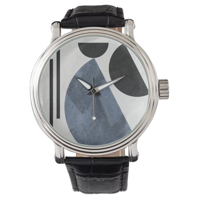Moderne abstrakte blaue Uhr (Vorderseite)