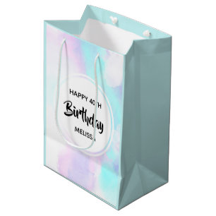 Moderne abstrakte blaue und violette Wasserfarbe G Mittlere Geschenktüte