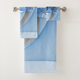 Moderne Abstrakte blaugraue Fraktal Grafik Badhandtuch Set