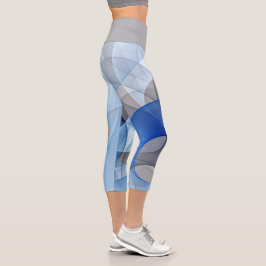 Moderne Abstrakte blaugraue Fraktal Grafik Capri Leggings