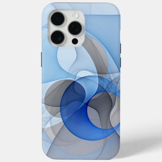 Moderne Abstrakte blaugraue Fraktal Grafik Case-Mate iPhone Hülle (Rückseite)