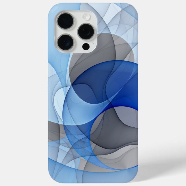 Moderne Abstrakte blaugraue Fraktal Grafik Case-Mate iPhone Hülle (Rückseite)