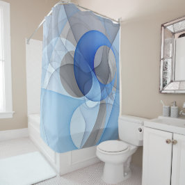 Moderne Abstrakte blaugraue Fraktal Grafik Duschvorhang