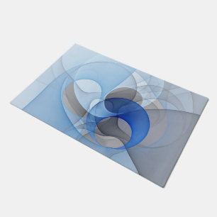 Moderne Abstrakte blaugraue Fraktal Grafik Fußmatte