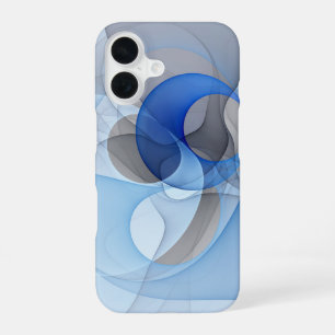 Moderne Abstrakte blaugraue Fraktal Grafik iPhone 16 Hülle