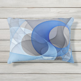 Moderne Abstrakte blaugraue Fraktal Grafik Kissen Für Draußen