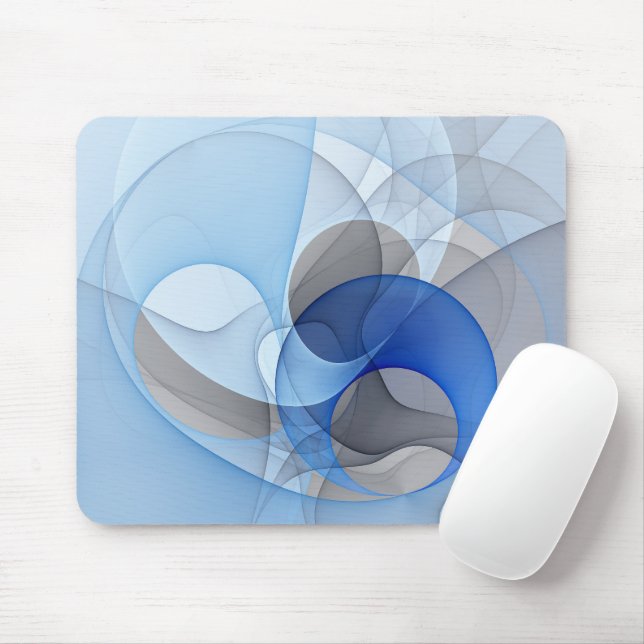 Moderne Abstrakte blaugraue Fraktal Grafik Mousepad (Mit Mouse)