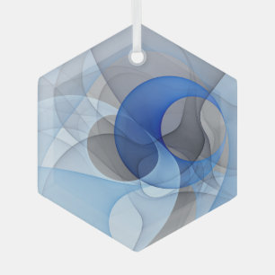 Moderne Abstrakte blaugraue Fraktal Grafik Ornament Aus Glas