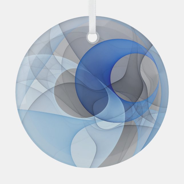 Moderne Abstrakte blaugraue Fraktal Grafik Ornament Aus Glas (Vorderseite)