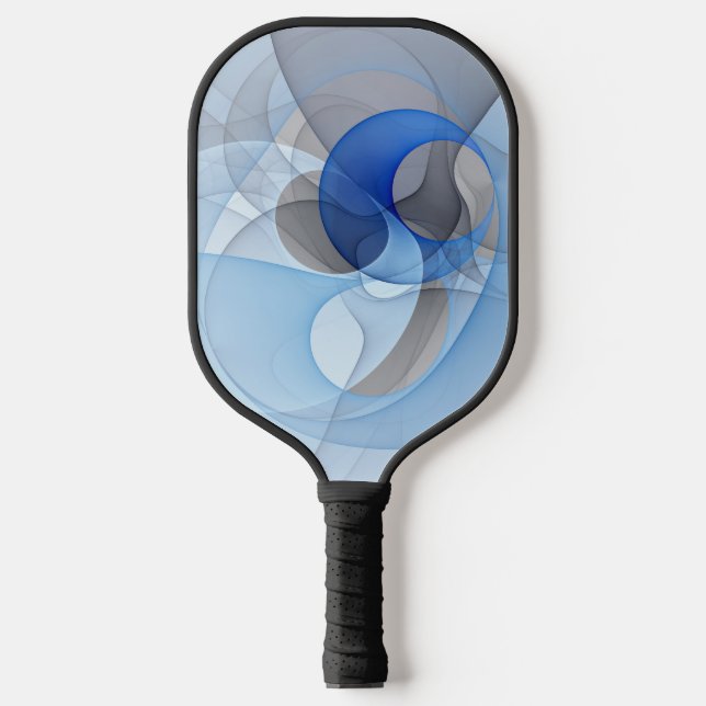 Moderne Abstrakte blaugraue Fraktal Grafik Pickleball Schläger (Vorderseite)