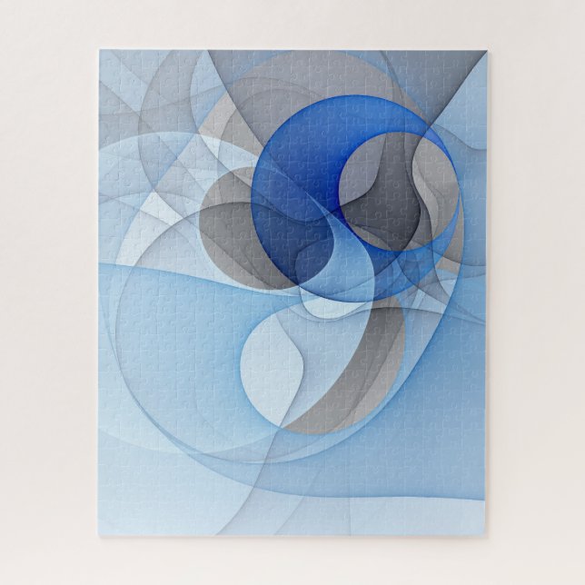 Moderne Abstrakte blaugraue Fraktal Grafik Puzzle (Vertikal)