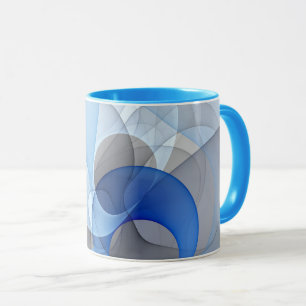 Moderne Abstrakte blaugraue Fraktal Grafik Tasse