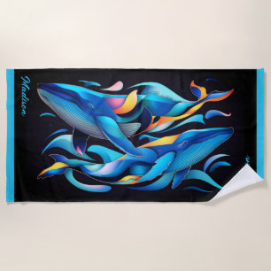 Moderne Abstrakte Blauwale individuell anpassbar Strandtuch