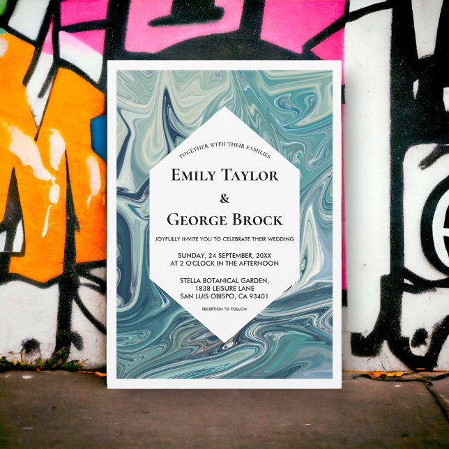 Moderne Abstrakte Blauwellen Künstlerische Minimal Einladung (Von Creator hochgeladen)