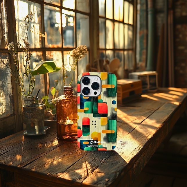 Moderne Abstrakte Blöcke mit Personalisiertem Name Case-Mate iPhone Hülle (Von Creator hochgeladen)