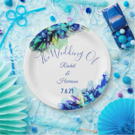 Moderne Abstrakte Blue Aquamarin & Türkise Wedding Pappteller