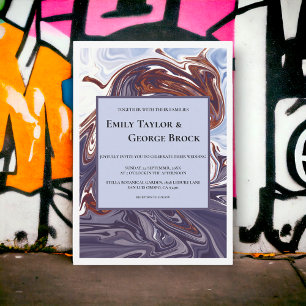 Moderne Abstrakte Blue Wave Sky Stilvolle Chic Wed Einladung