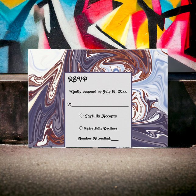 Moderne Abstrakte Blue Wave Sky Stilvolle Chic Wed RSVP Karte (Von Creator hochgeladen)