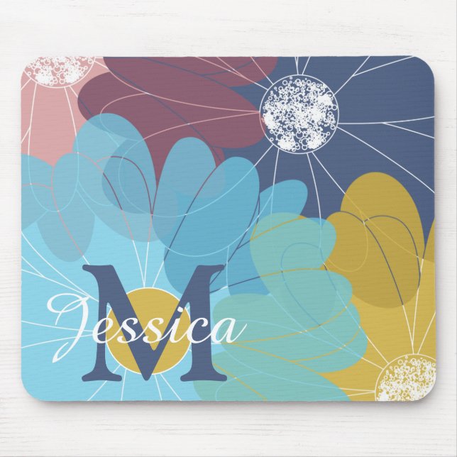 Moderne Abstrakte Blume Personalisiert Mousepad (Vorne)