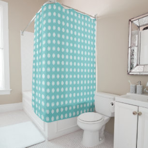 Moderne abstrakte Blumen geometrisches Muster Aqua Duschvorhang