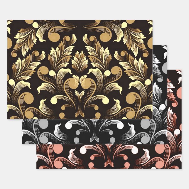 Moderne Abstrakte Blumen Geschenkpapier Set (Set)