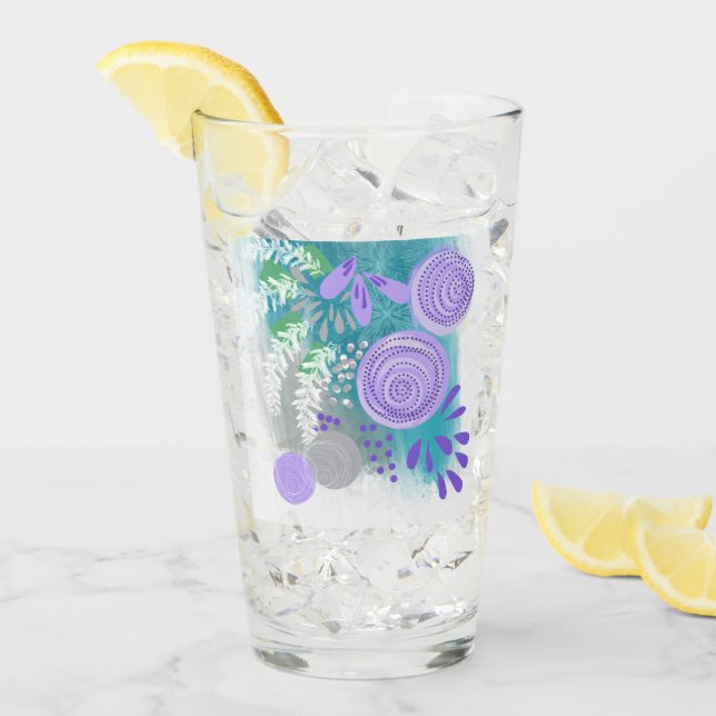 Moderne Abstrakte Blumen Glas (Vorderseite Ice)