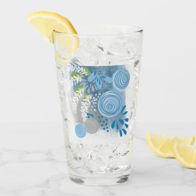 Moderne Abstrakte Blumen Glas (Vorderseite Ice)