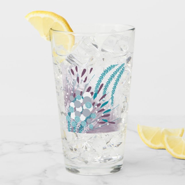 Moderne Abstrakte Blumen Glas (Vorderseite Ice)