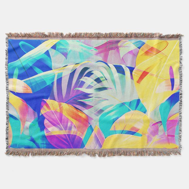 Moderne Abstrakte Blumenfarbe Decke (Vorderseite)