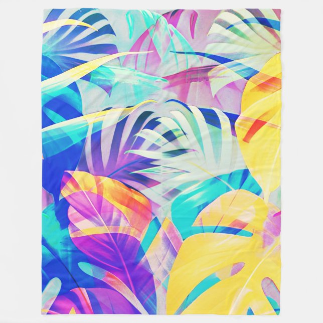 Moderne Abstrakte Blumenfarbe Fleecedecke (Vorderseite)