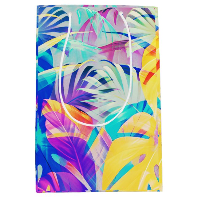 Moderne Abstrakte Blumenfarbe Mittlere Geschenktüte (Vorderseite)