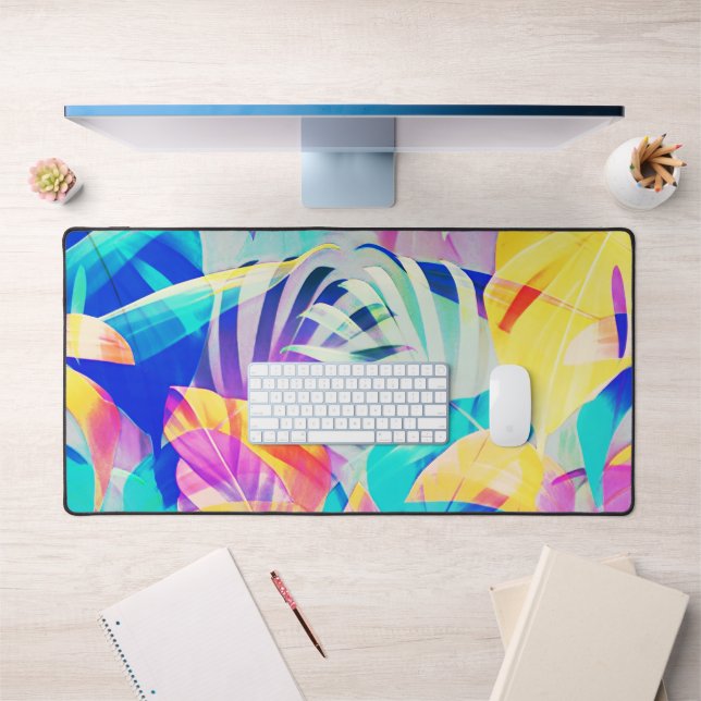 Moderne Abstrakte Blumenfarbe Schreibtischunterlage (Büro 1)