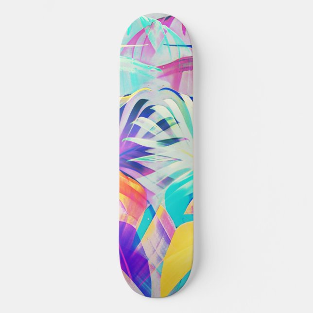 Moderne Abstrakte Blumenfarbe Skateboard (Vorderseite)