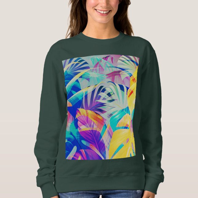Moderne Abstrakte Blumenfarbe Sweatshirt (Vorderseite)