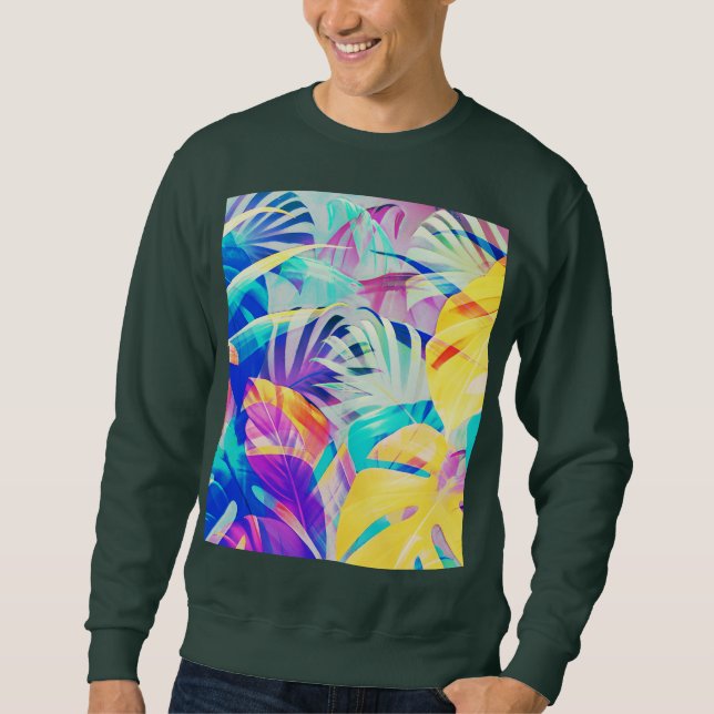 Moderne Abstrakte Blumenfarbe Sweatshirt (Vorderseite)