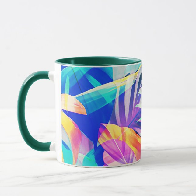 Moderne Abstrakte Blumenfarbe Tasse (Links)